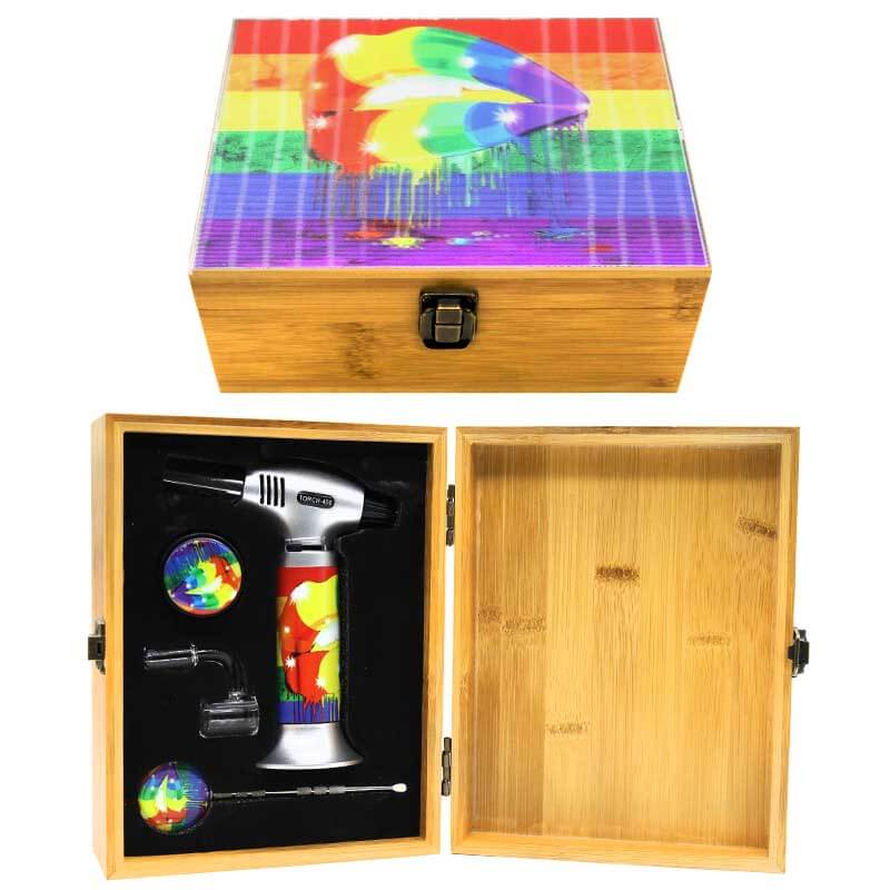 Bamboo 3D Design Box with 60mm 4 Part Grinder And Jar Set (3DBLP) | Large | Assorted Designs product image